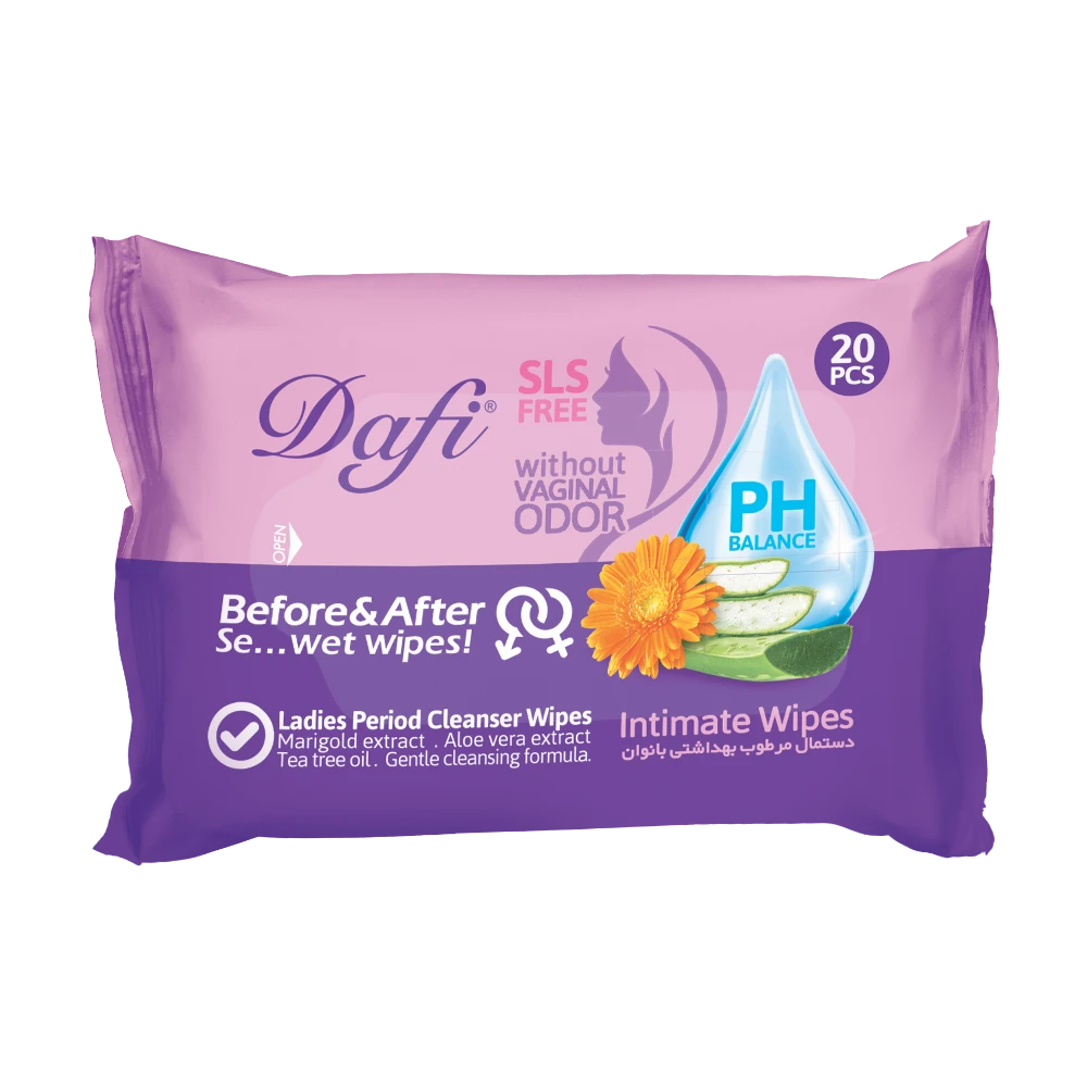 دستمال مرطوب بهداشتی بانوان برند دافی