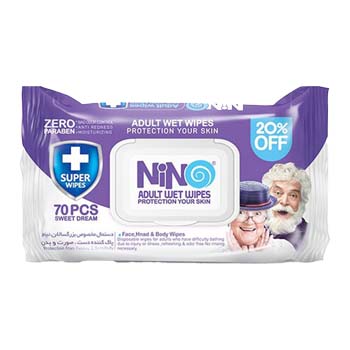  دستمال مرطوب دست و صورت بزرگسال درب دار برند نینو